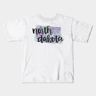 north dakota - calligraphy and abstract state outline Kids T-Shirt